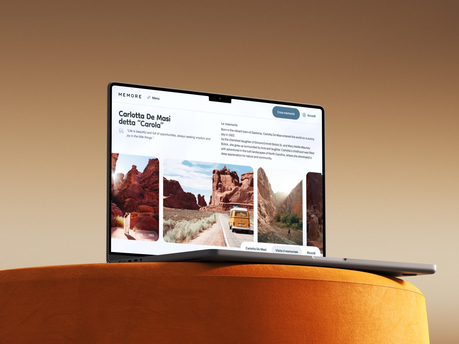 Interfaccia Memore su laptop