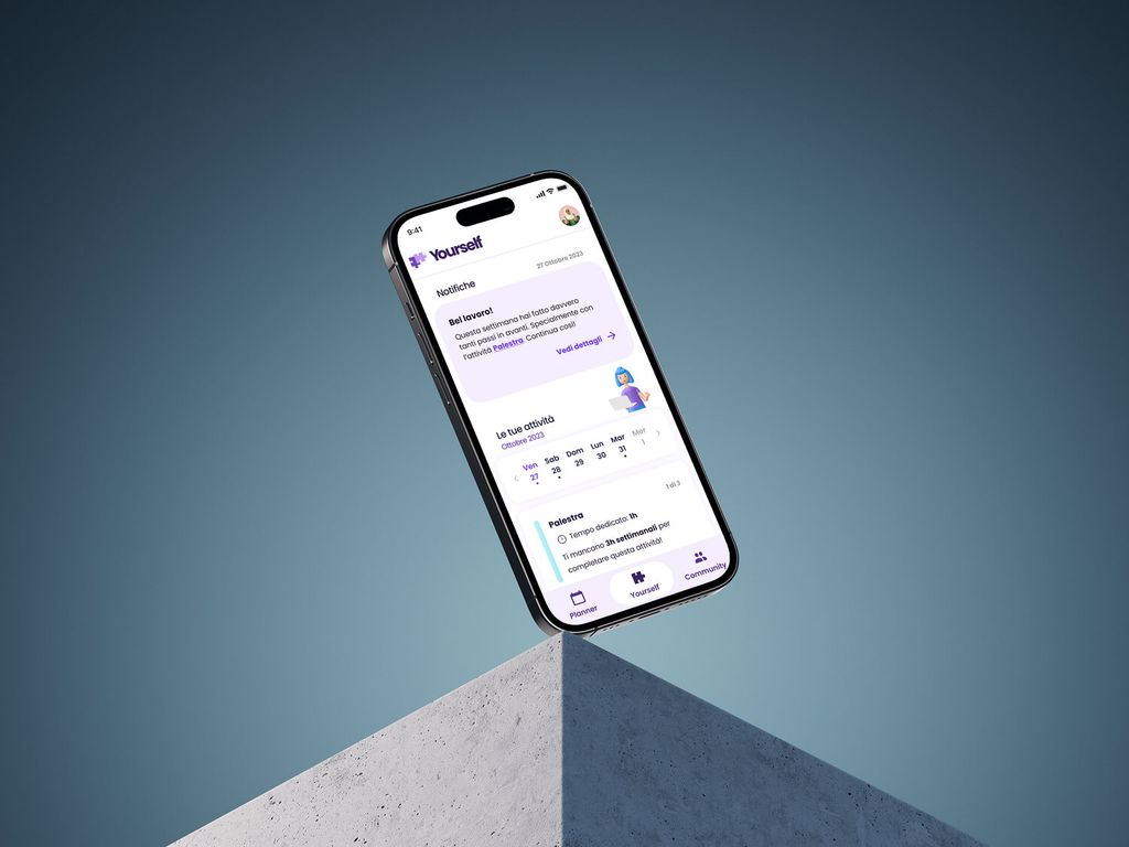 Schermata dell’app Yourself su uno smartphone